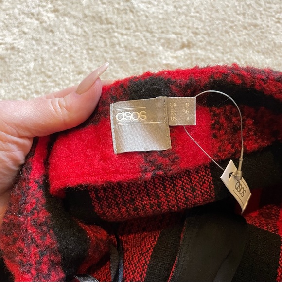ASOS Red and Black Buffalo Check Plaid Skirt | Size US 4 | NWT - Picture 4 of 7